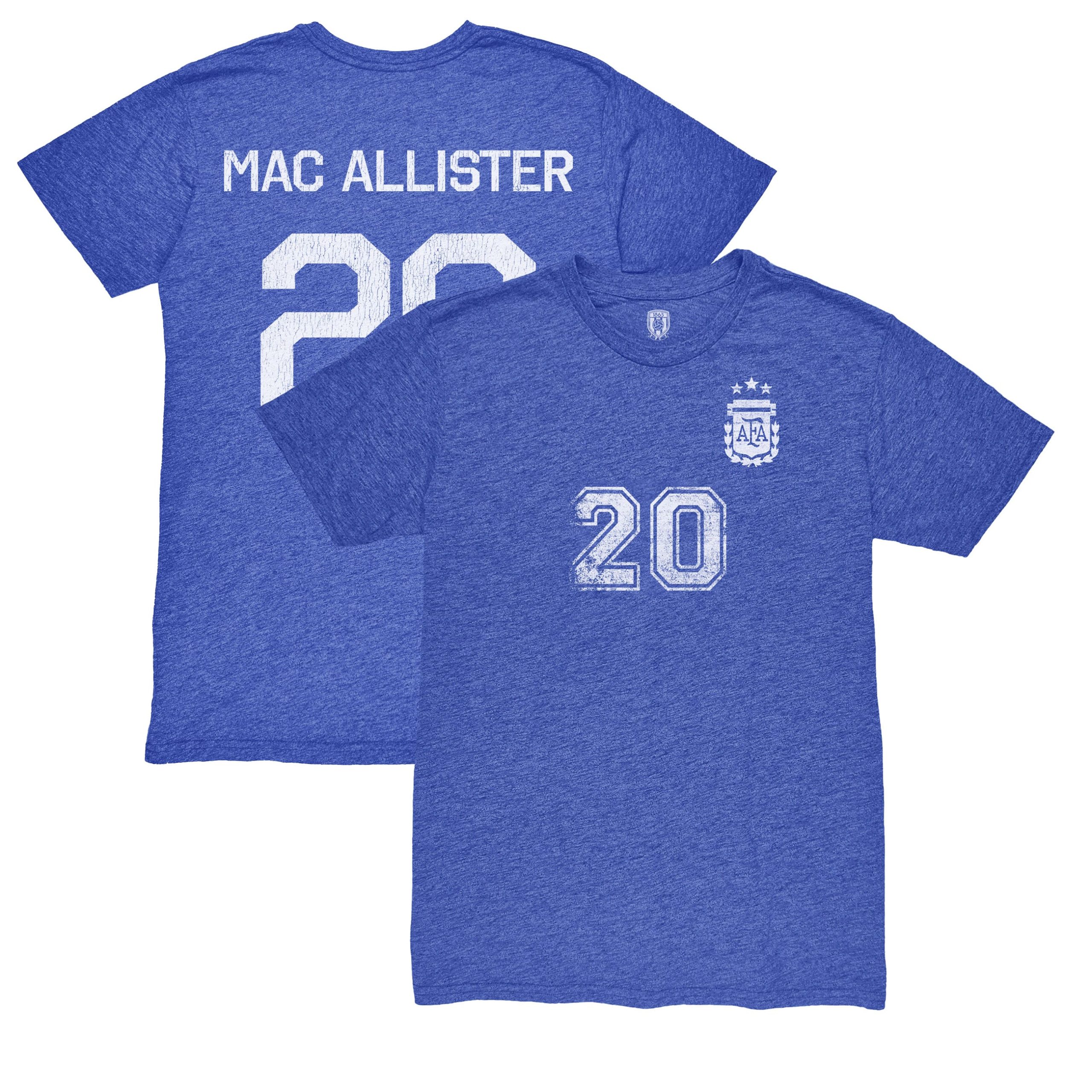 Explore alexis mac allister argentina national team 1863fc retro name amp number tri-blend t-shirt – blue – Canada World Cup T-Shirts and Jerseys