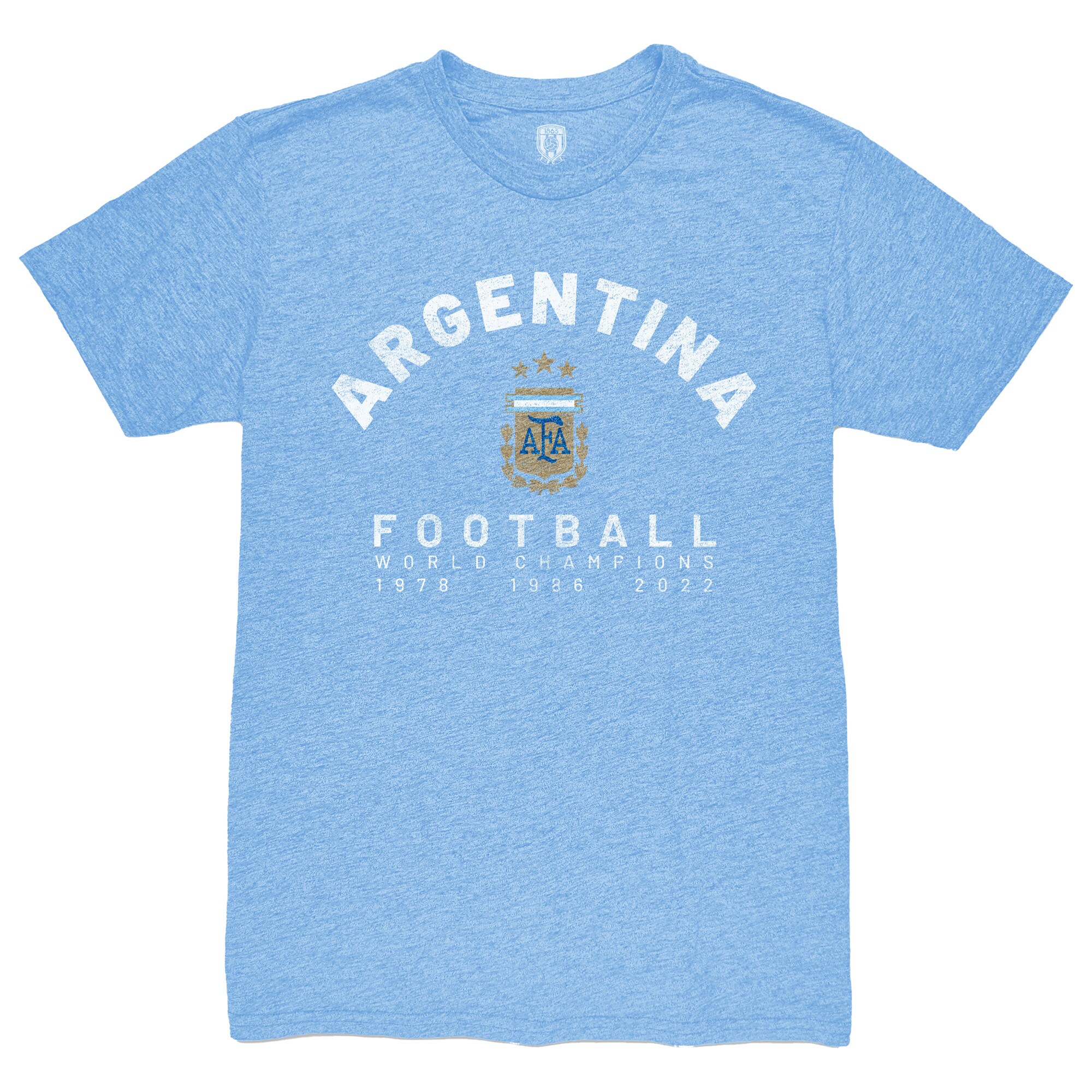 Explore argentina national team 1863fc three-time world champions tri-blend t-shirt – light blue – Canada World Cup T-Shirts and Jerseys