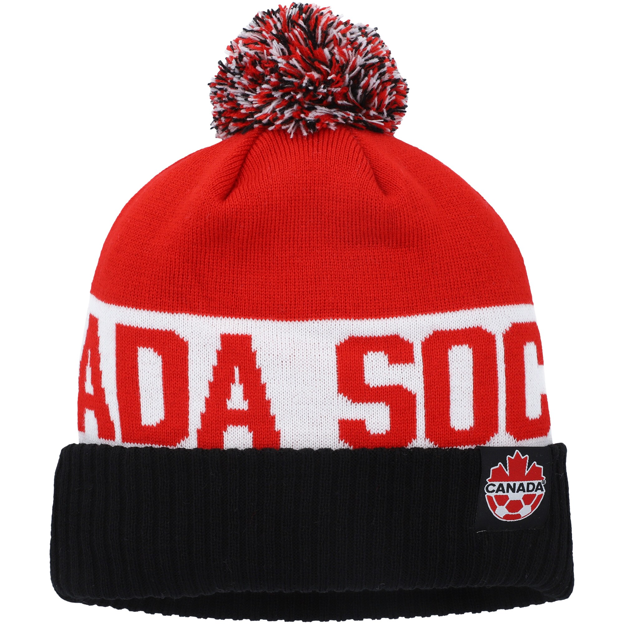 Explore canada soccer nike classic stripe cuffed knit hat with pom – blackred – Canada World Cup T-Shirts and Jerseys