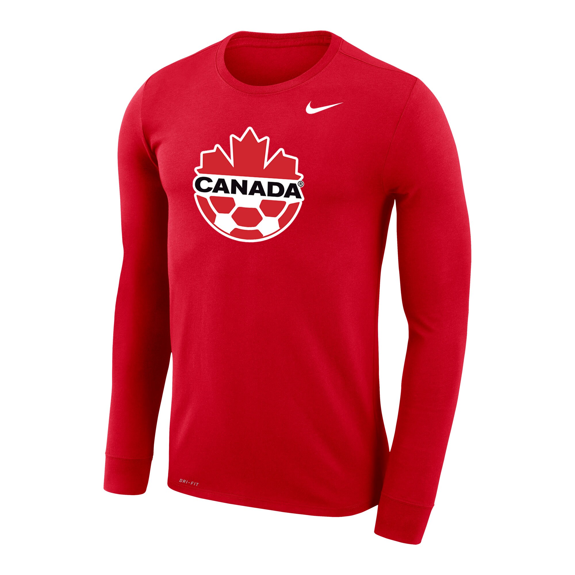 Explore canada soccer nike primary logo legend performance long sleeve t-shirt – red – Canada World Cup T-Shirts and Jerseys