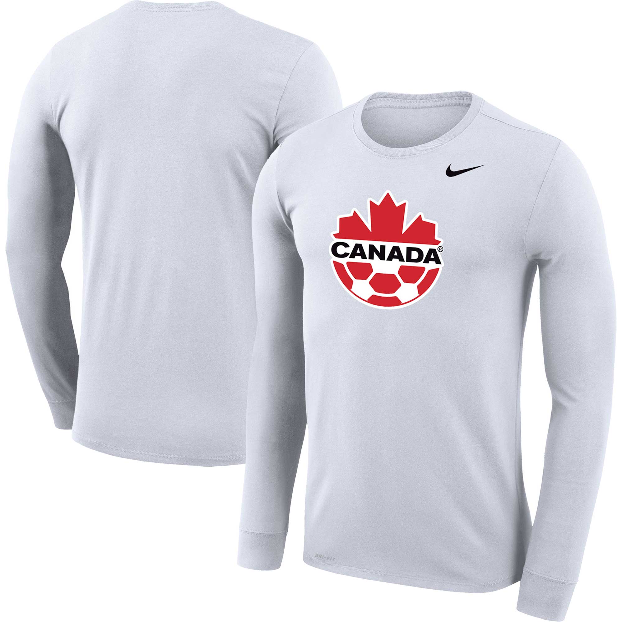 Explore canada soccer nike primary logo legend performance long sleeve t-shirt – white – Canada World Cup T-Shirts and Jerseys
