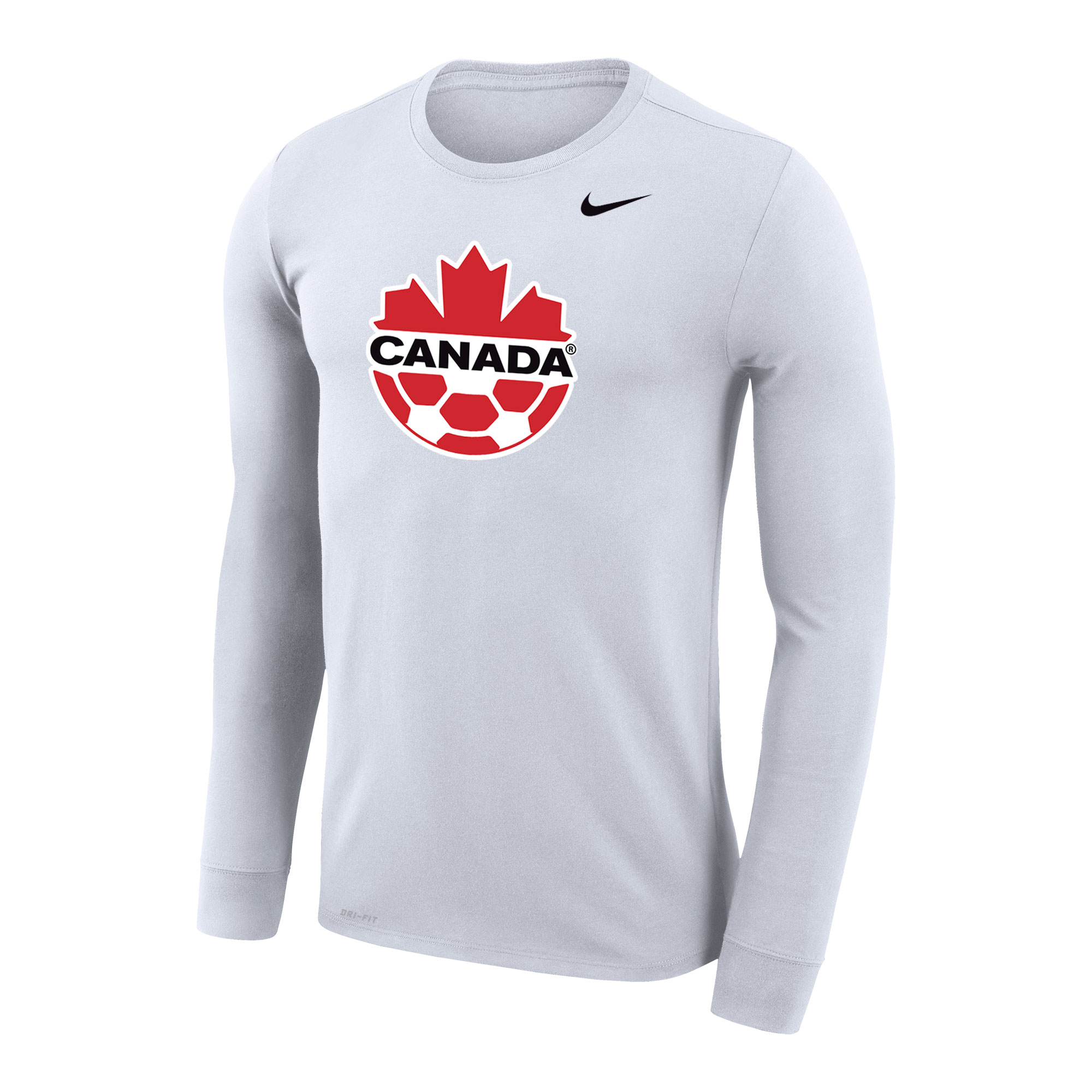 Explore canada soccer nike primary logo legend performance long sleeve t-shirt – white – Canada World Cup T-Shirts and Jerseys