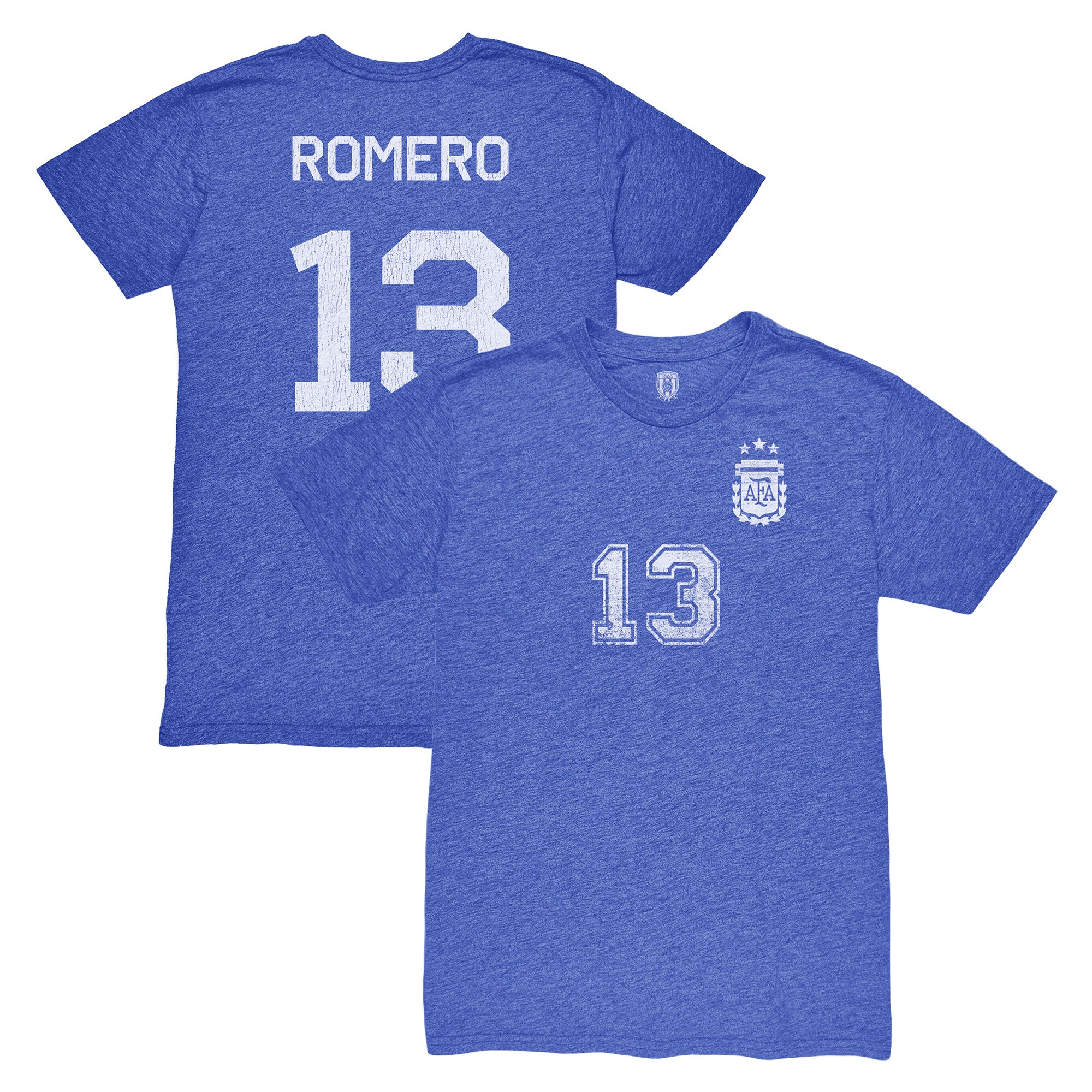 Explore cristian romero argentina national team 1863fc player vintage tri-blend t-shirt – blue – Canada World Cup T-Shirts and Jerseys