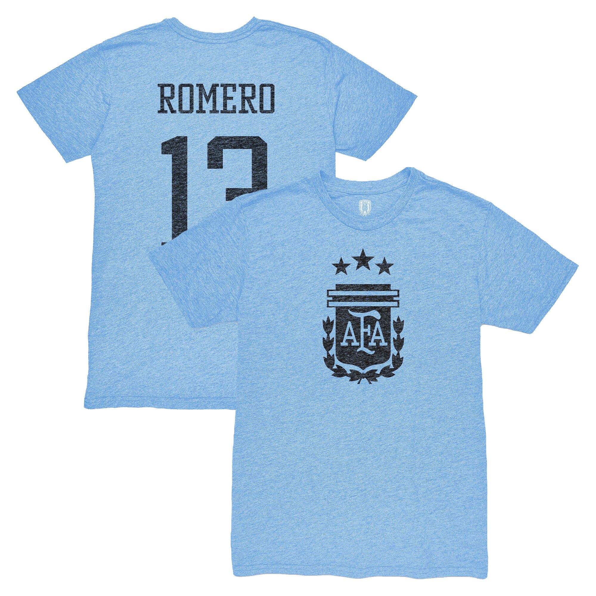 Explore cristian romero argentina national team 1863fc player vintage tri-blend t-shirt – light blue – Canada World Cup T-Shirts and Jerseys