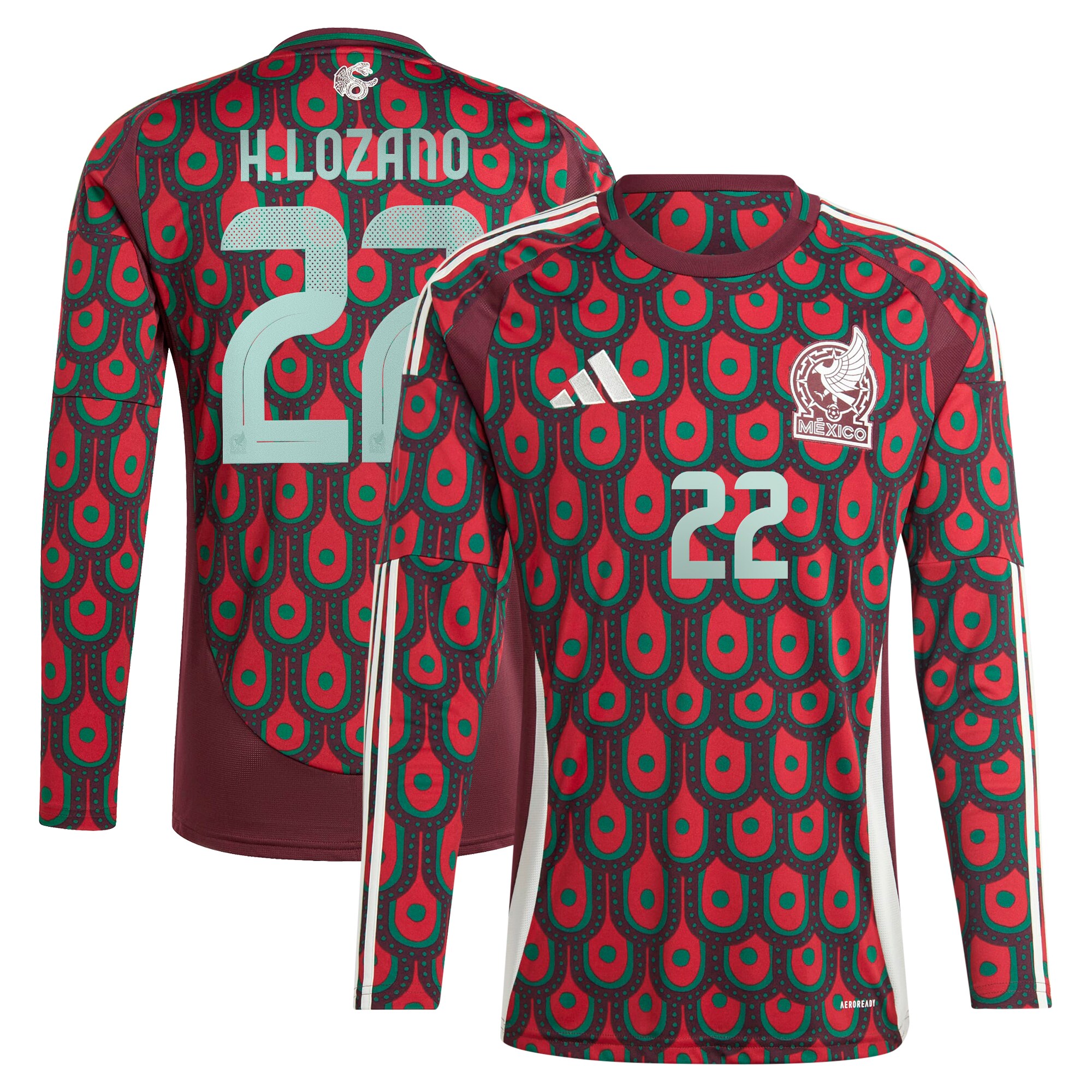 Explore hirving lozano mexico national team adidas 2024 home replica player long sleeve jersey – burgundy – Canada World Cup T-Shirts and Jerseys