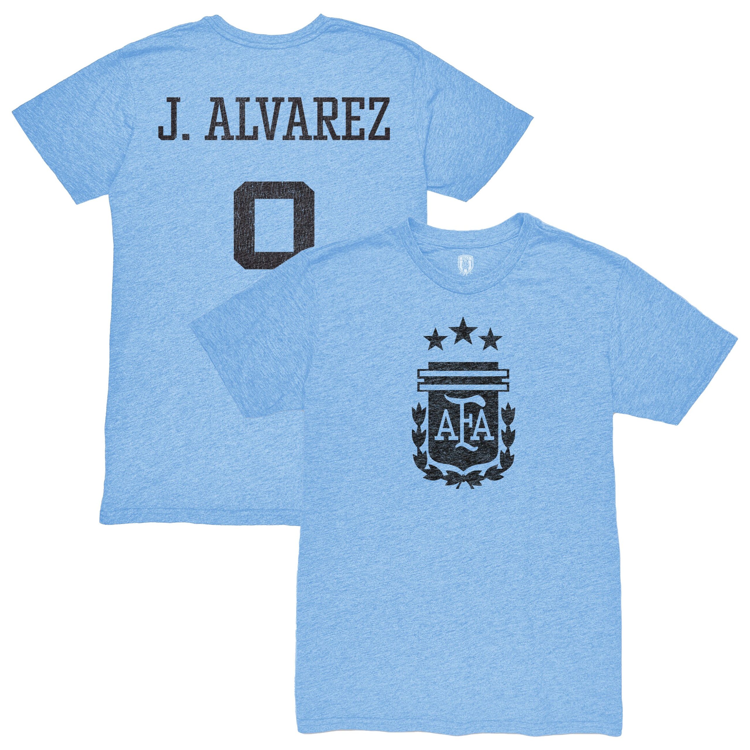Explore julián Álvarez argentina national team 1863fc player retro tri-blend t-shirt – light blue – Canada World Cup T-Shirts and Jerseys
