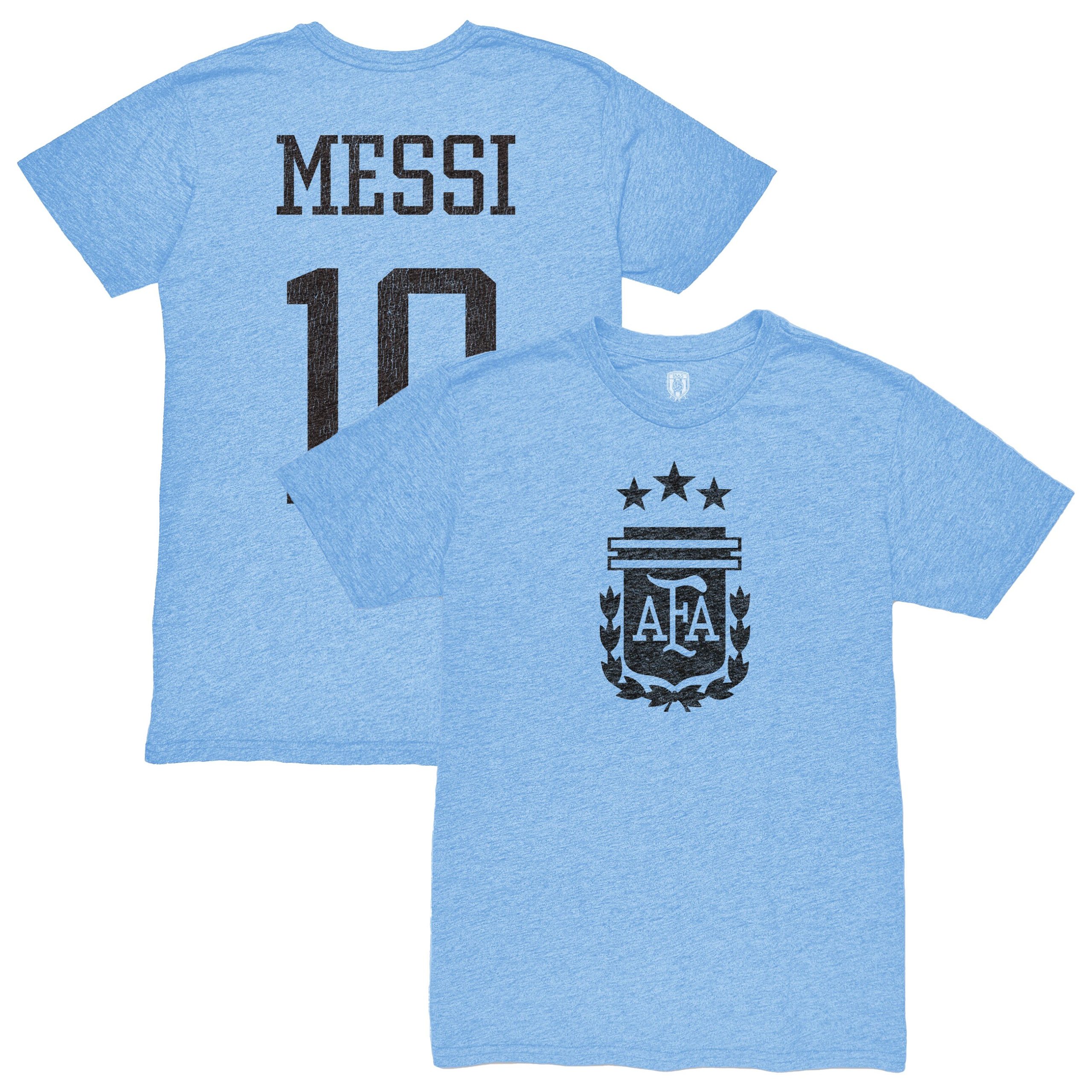 Explore lionel messi argentina national team 1863fc player retro tri-blend t-shirt – light blue – Canada World Cup T-Shirts and Jerseys