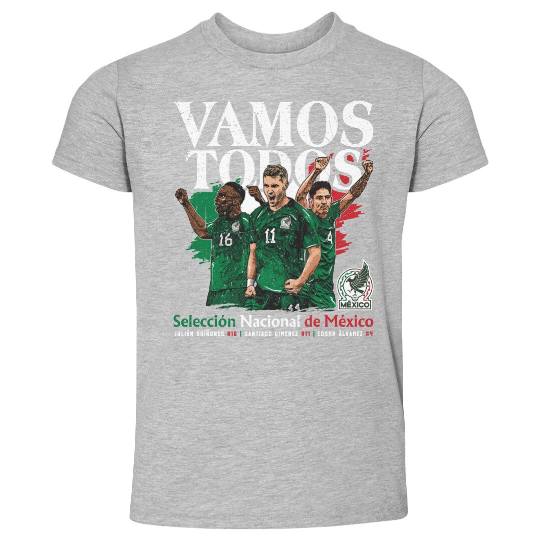 Explore mexico national team 500 level toddler vamos todos julián quiñones santiago giménez amp edson Álvarez t-shirt – heather gray – Canada World Cup T-Shirts and Jerseys