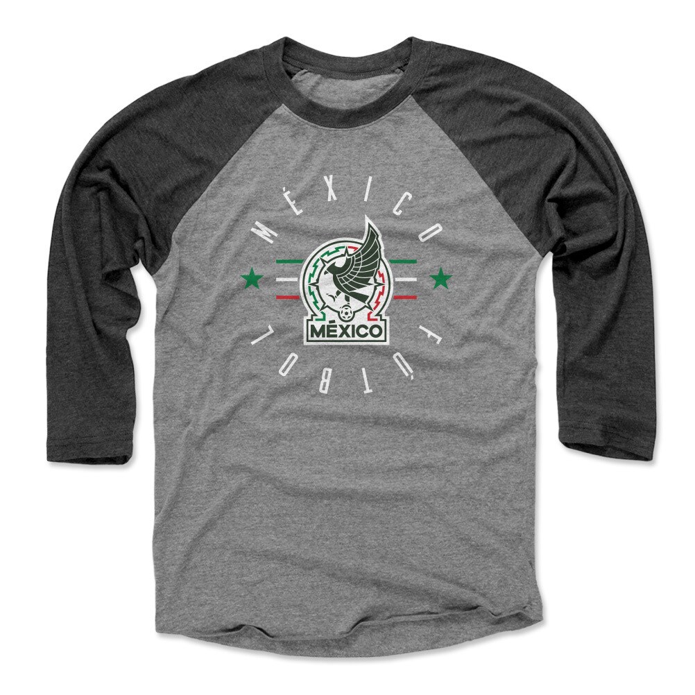 Explore mexico national team 500 level unisex futbol raglan 34-sleeve baseball t-shirt – blackheather gray – Canada World Cup T-Shirts and Jerseys