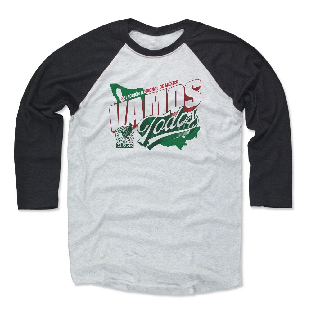 Explore mexico national team 500 level vamos todos 34-sleeve tri-blend baseball t-shirt – blackwhite – Canada World Cup T-Shirts and Jerseys