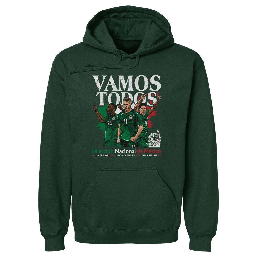 Explore mexico national team 500 level vamos todos julián quiñones santiago giménez amp edson Álvarez pullover hoodie – forest green – Canada World Cup T-Shirts and Jerseys