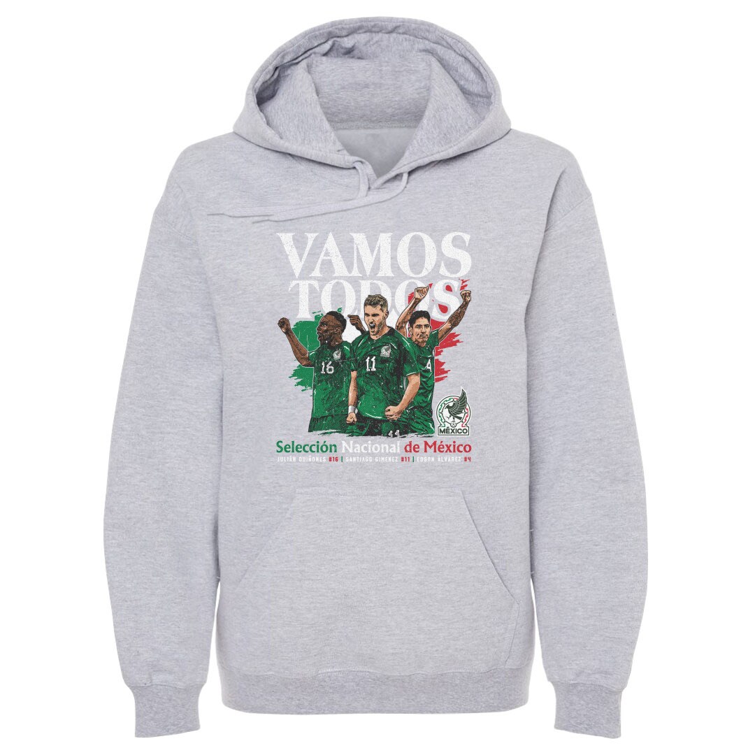 Explore mexico national team 500 level vamos todos julián quiñones santiago giménez amp edson Álvarez pullover hoodie – gray – Canada World Cup T-Shirts and Jerseys