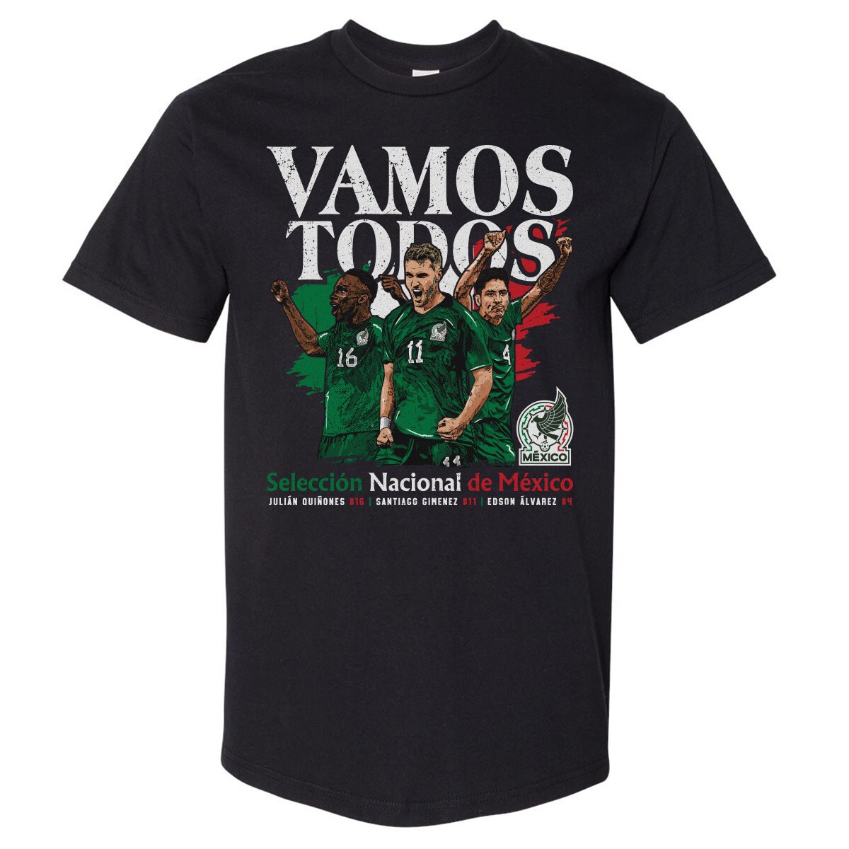 Explore mexico national team 500 level vamos todos julián quiñones santiago giménez amp edson Álvarez t-shirt – black – Canada World Cup T-Shirts and Jerseys