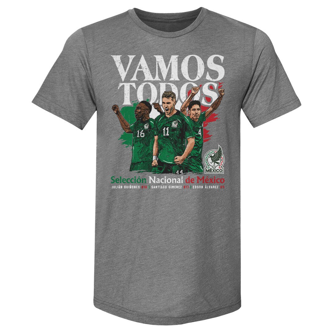 Explore mexico national team 500 level vamos todos julián quiñones santiago giménez amp edson Álvarez t-shirt – gray – Canada World Cup T-Shirts and Jerseys