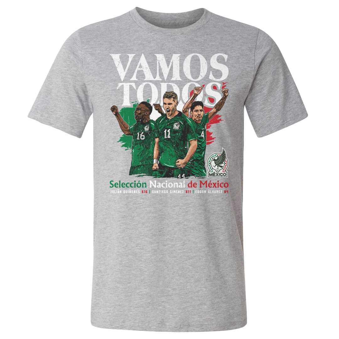 Explore mexico national team 500 level vamos todos julián quiñones santiago giménez amp edson Álvarez t-shirt – heather gray – Canada World Cup T-Shirts and Jerseys