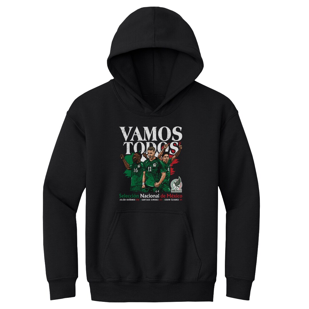 Explore mexico national team 500 level youth vamos todos julián quiñones santiago giménez amp edson Álvarez pullover hoodie – black – Canada World Cup T-Shirts and Jerseys