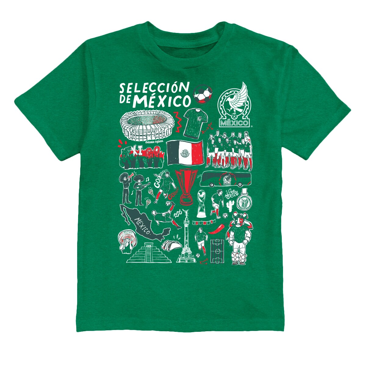 Explore mexico national team vive la fete youth impressions artwork t-shirt – green – Canada World Cup T-Shirts and Jerseys