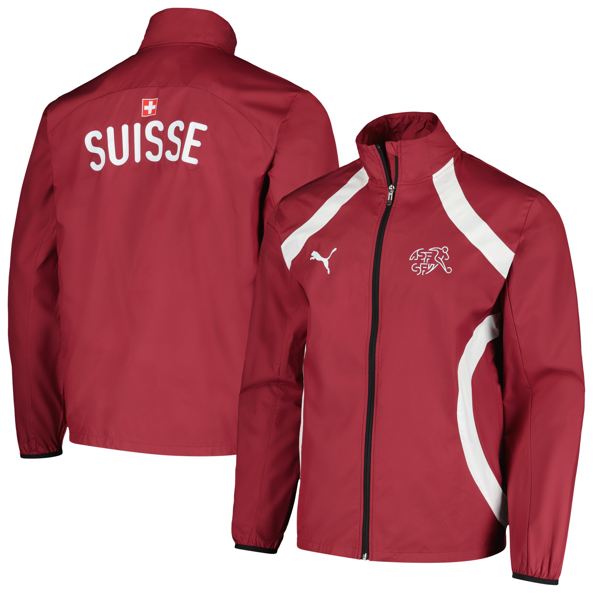 Explore switzerland national team puma 2024 pre-match full-zip hoodie jacket – red – Canada World Cup T-Shirts and Jerseys
