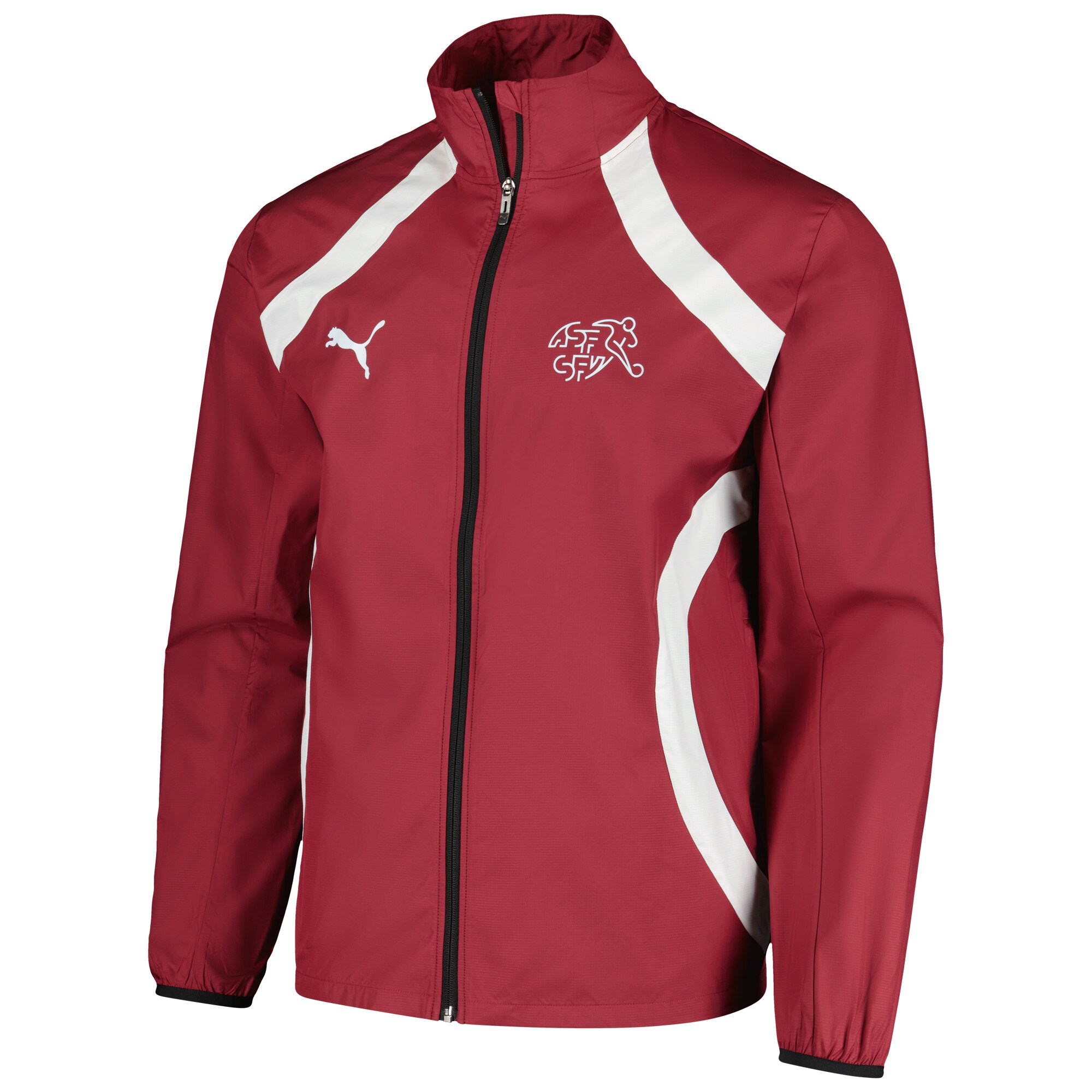 Explore switzerland national team puma 2024 pre-match full-zip hoodie jacket – red – Canada World Cup T-Shirts and Jerseys